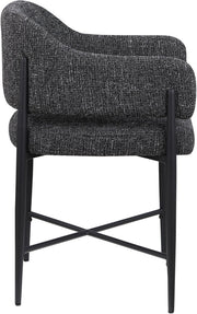 Dame Fabric Upholstered Dining Chair in Black, Set of 2 - 974Black-C
