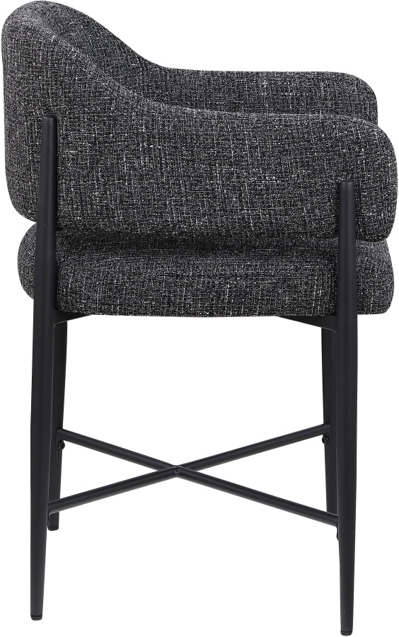Dame Fabric Upholstered Dining Chair in Black, Set of 2 - 974Black-C