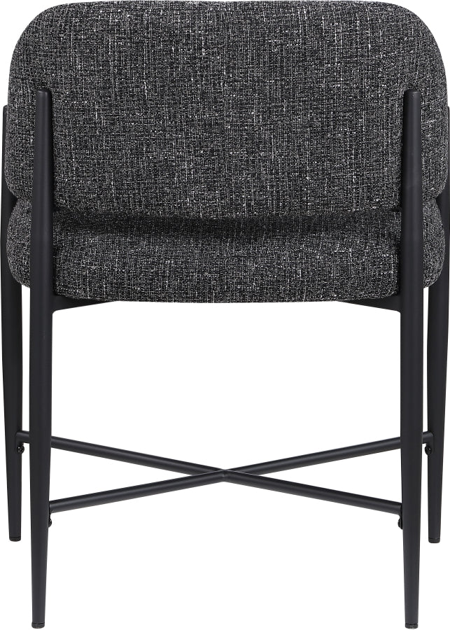 Dame Fabric Upholstered Dining Chair in Black, Set of 2 - 974Black-C
