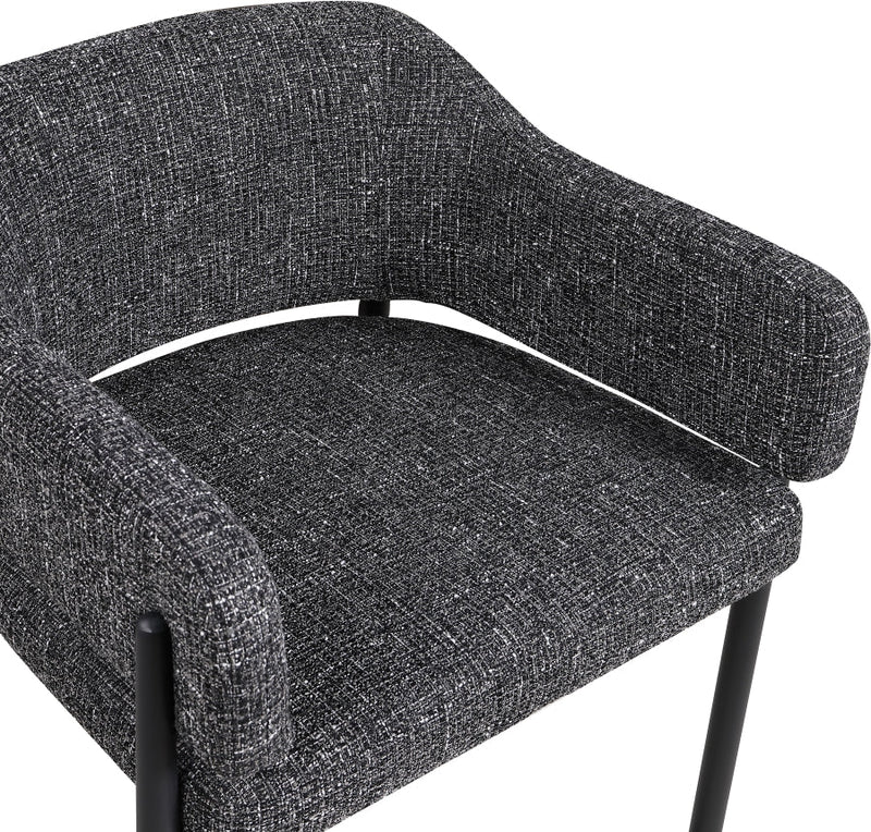 Dame Fabric Upholstered Dining Chair in Black, Set of 2 - 974Black-C