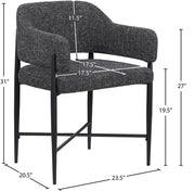 Dame Fabric Upholstered Dining Chair in Black, Set of 2 - 974Black-C