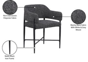 Dame Fabric Upholstered Dining Chair in Black, Set of 2 - 974Black-C