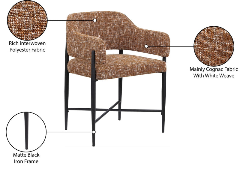 Dame Fabric Upholstered Dining Chair in Cognac, Set of 2 - 974Cognac-C