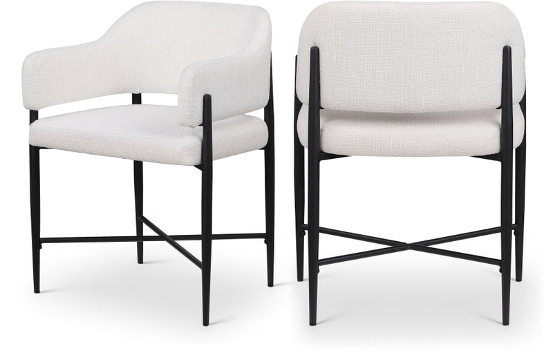 Dame Fabric Upholstered Dining Chair in Cream, Set of 2 - 974Cream-C
