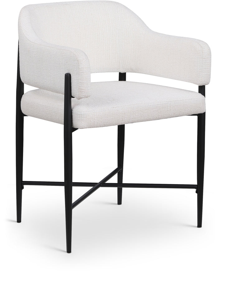 Dame Fabric Upholstered Dining Chair in Cream, Set of 2 - 974Cream-C