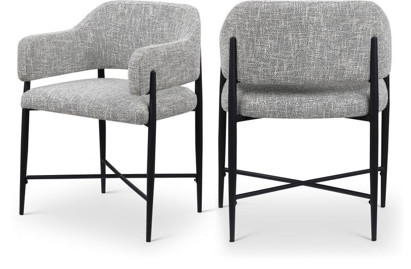 Dame Fabric Upholstered Dining Chair in Grey, Set of 2 - 974Grey-C