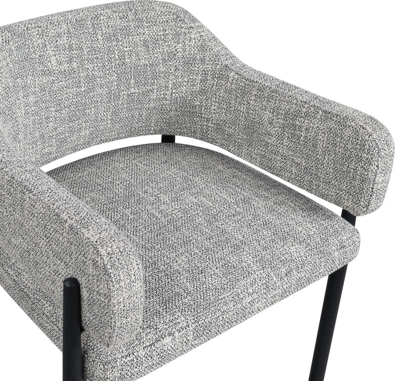 Dame Fabric Upholstered Dining Chair in Grey, Set of 2 - 974Grey-C