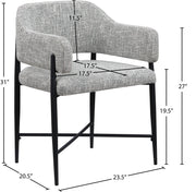 Dame Fabric Upholstered Dining Chair in Grey, Set of 2 - 974Grey-C