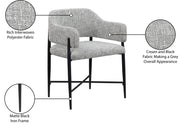 Dame Fabric Upholstered Dining Chair in Grey, Set of 2 - 974Grey-C