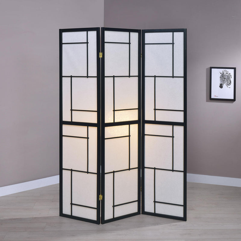 Damis 3-Panel Room Divider Folding Shoji Screen Black - 900102