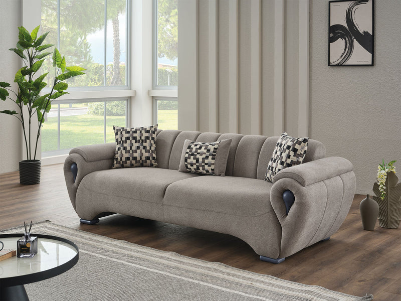 Damla 3-pieces (Sofa & Loveseat & Chair) Livingroom Set Cream in Cream - 101-DAM-GIR08-321