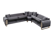Damla Sectional Sofa in Grey - 200-SER-DAM-VELVET412-S