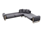 Damla Sectional Sofa in Grey - 200-SER-DAM-VELVET412-S