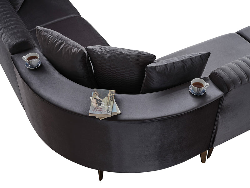Damla Sectional Sofa in Grey - 200-SER-DAM-VELVET412-S