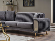 Damla Sectional Sofa in Grey - 200-SER-DAM-VELVET412-S