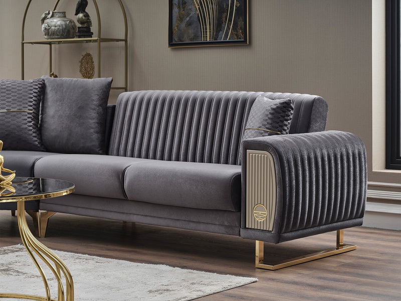 Damla Sectional Sofa in Grey - 200-SER-DAM-VELVET412-S