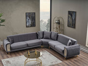 Damla Sectional Sofa in Grey - 200-SER-DAM-VELVET412-S
