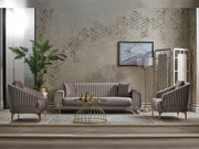 Damla Ser 3-pieces (Sofa & Loveseat & Chair) Livingroom in Beige - 200-SER-DAM-VELVET260-321