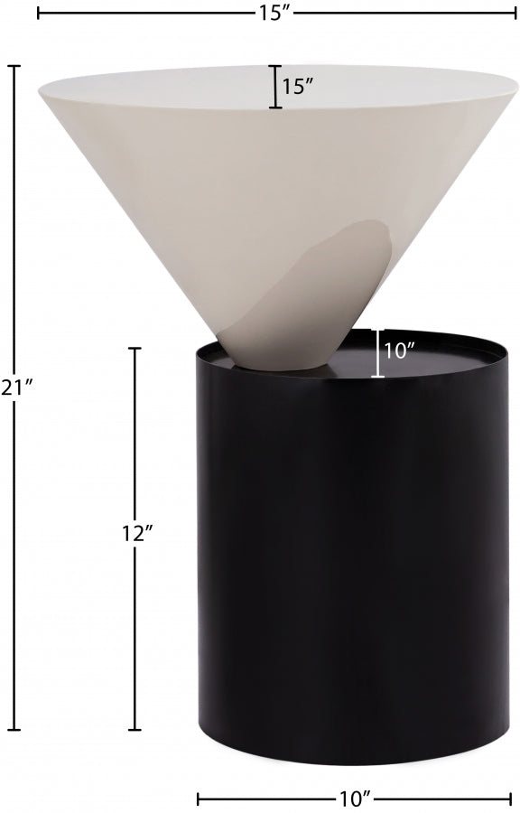 Damon Iron End Table in White - 266-E