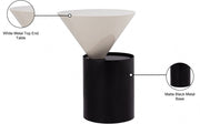 Damon Iron End Table in White - 266-E