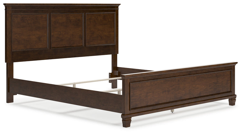 Danabrin California King Panel Bed with Mirrored Dresser and Chest in Brown - PKG015191