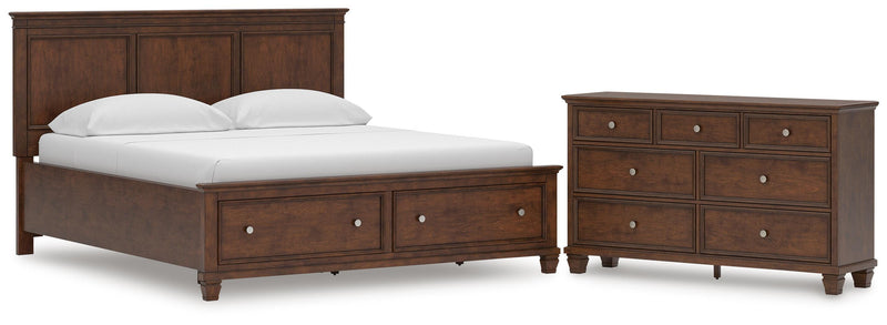 Danabrin California King Panel Storage Bed and Dresser in Brown - PKG023947