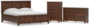 Danabrin California King Panel Storage Bed, Dresser and Chest in Brown - PKG023951