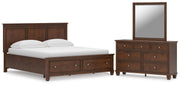 Danabrin California King Panel Storage Bed, Dresser and Mirror in Brown - PKG023948
