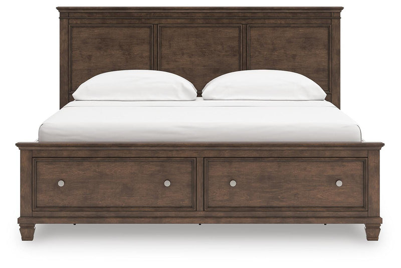 Danabrin California King Panel Storage Bed, Dresser and Mirror in Brown - PKG023948