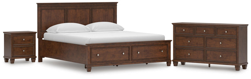 Danabrin California King Panel Storage Bed, Dresser and Nightstand in Brown - PKG023950