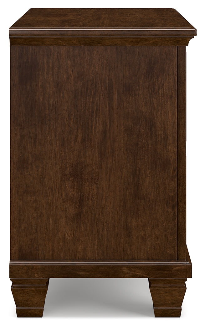 Danabrin Full Panel Bed with Mirrored Dresser and Nightstand in Brown - PKG015202