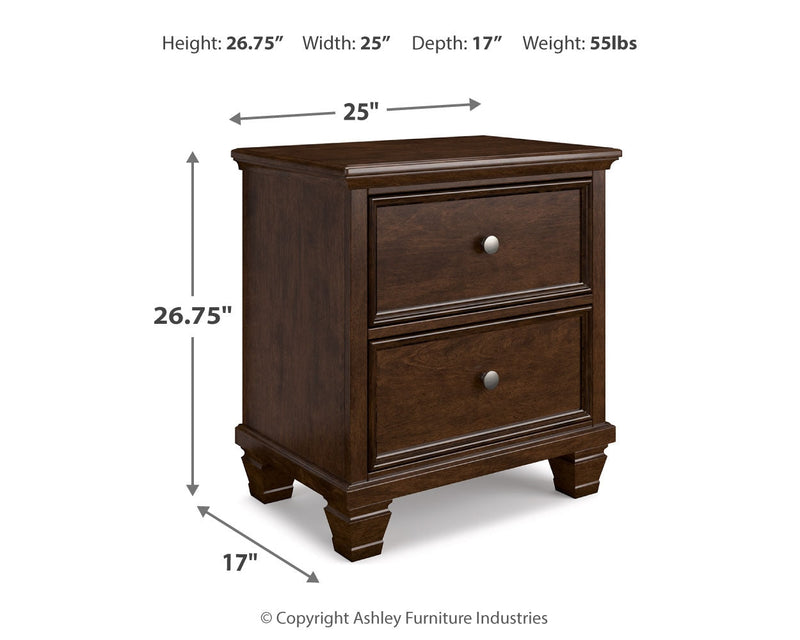 Danabrin Full Panel Bed with Mirrored Dresser and Nightstand in Brown - PKG015202