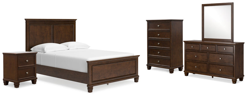 Danabrin Full Panel Bed with Mirrored Dresser, Chest and Nightstand in Brown - PKG015204