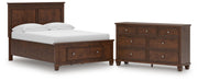 Danabrin Full Panel Storage Bed and Dresser in Brown - PKG023932