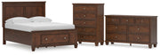 Danabrin Full Panel Storage Bed, Dresser and Chest in Brown - PKG023936