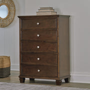 Danabrin Full Panel Storage Bed, Dresser and Chest in Brown - PKG023936