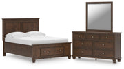 Danabrin Full Panel Storage Bed, Dresser and Mirror in Brown - PKG023933