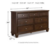 Danabrin King Panel Storage Bed and Dresser in Brown - PKG023942