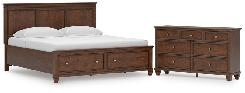 Danabrin King Panel Storage Bed and Dresser in Brown - PKG023942