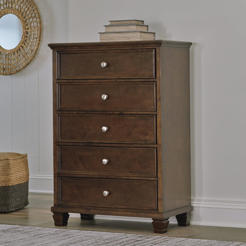 Danabrin King Panel Storage Bed, Dresser and Chest in Brown - PKG023946