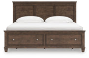 Danabrin King Panel Storage Bed, Dresser and Mirror in Brown - PKG023943