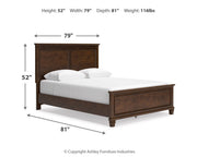 Danabrin Queen Panel Bed with Mirrored Dresser and Chest in Brown - PKG015179