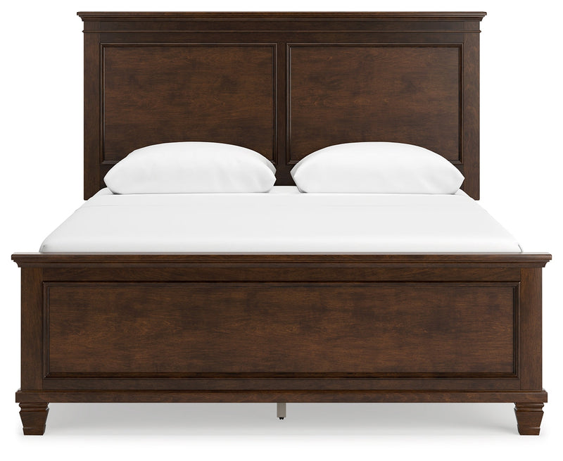 Danabrin Queen Panel Bed with Mirrored Dresser, Chest and 2 Nightstands in Brown - PKG015177