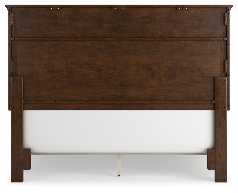 Danabrin Queen Panel Bed with Mirrored Dresser, Chest and Nightstand in Brown - PKG015180