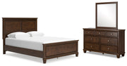 Danabrin Queen Panel Bed with Mirrored Dresser in Brown - PKG015175