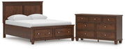 Danabrin Queen Panel Storage Bed and Dresser in Brown - PKG023937