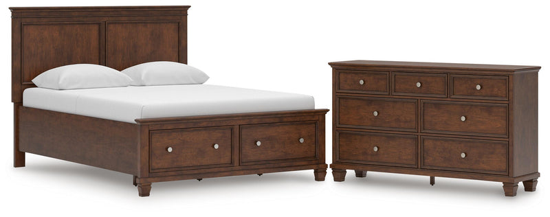 Danabrin Queen Panel Storage Bed and Dresser in Brown - PKG023937