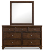 Danabrin Queen Panel Storage Bed, Dresser and Mirror in Brown - PKG023938