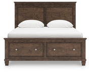 Danabrin Queen Panel Storage Bed, Dresser, Mirror and Nightstand in Brown - PKG023939