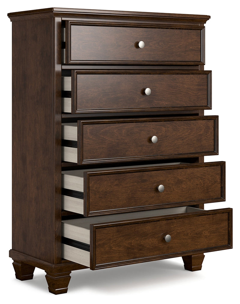 Danabrin Twin Panel Bed with Mirrored Dresser and Chest in Brown - PKG015197